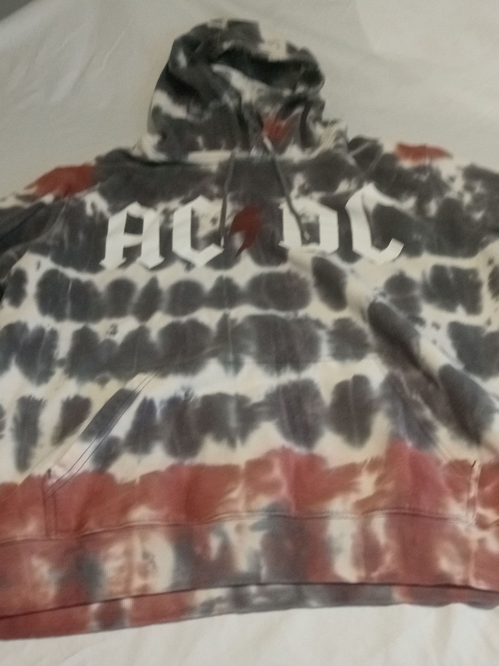 AC/DC Black, White & Rust Tie-Dye Pullover Hoodie